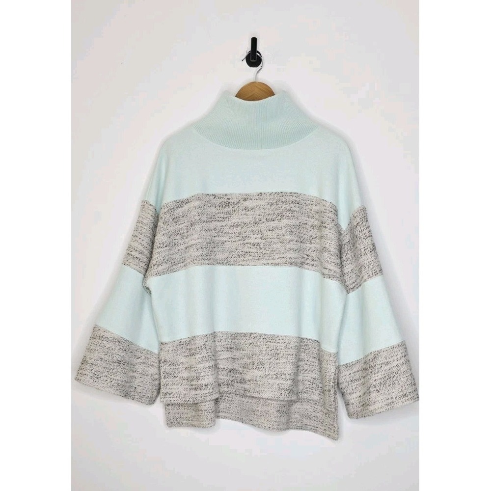 Anthropologie Daily Practice Mock Neck Striped Poncho Sweater Women's Size M